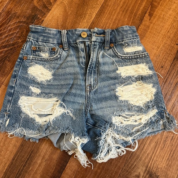 American Eagle Outfitters Pants - American Eagle Outfitters Distressed Denim Cutoff Shorts - Light Blue